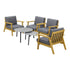 6PCS Outdoor Lounge Set 2pc Grey Coffee Table Sets with Armchairs