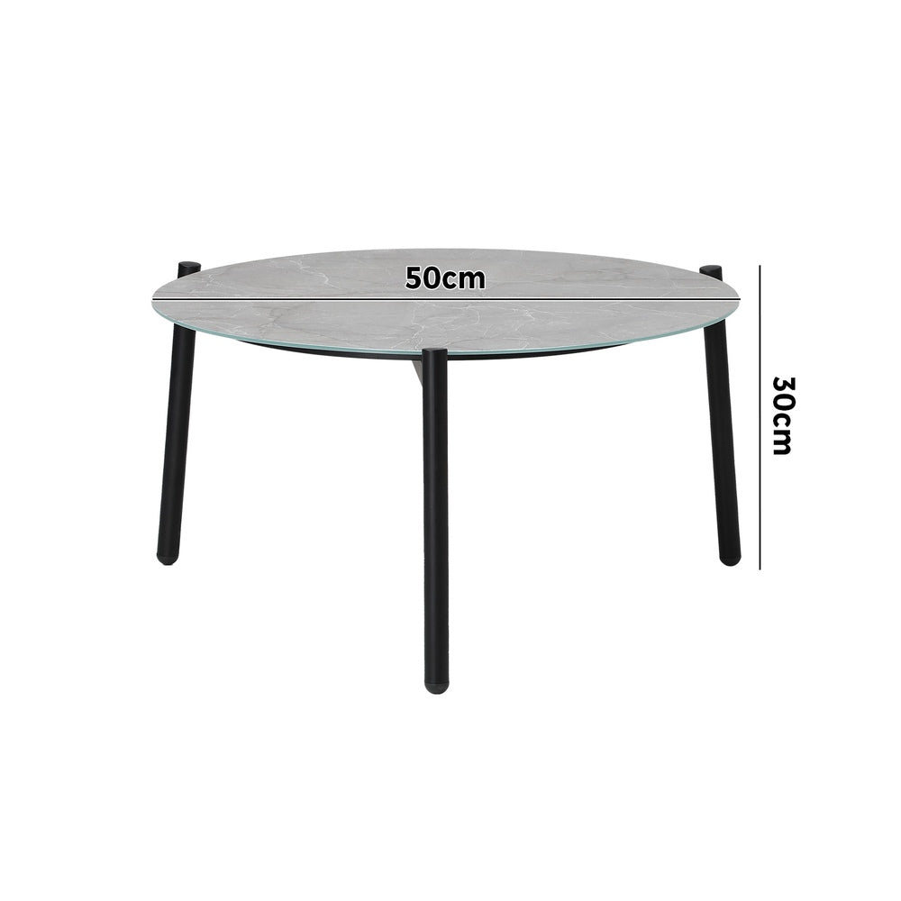 Livsip Outdoor Coffee Side Marble Table Desk 50cm Grey