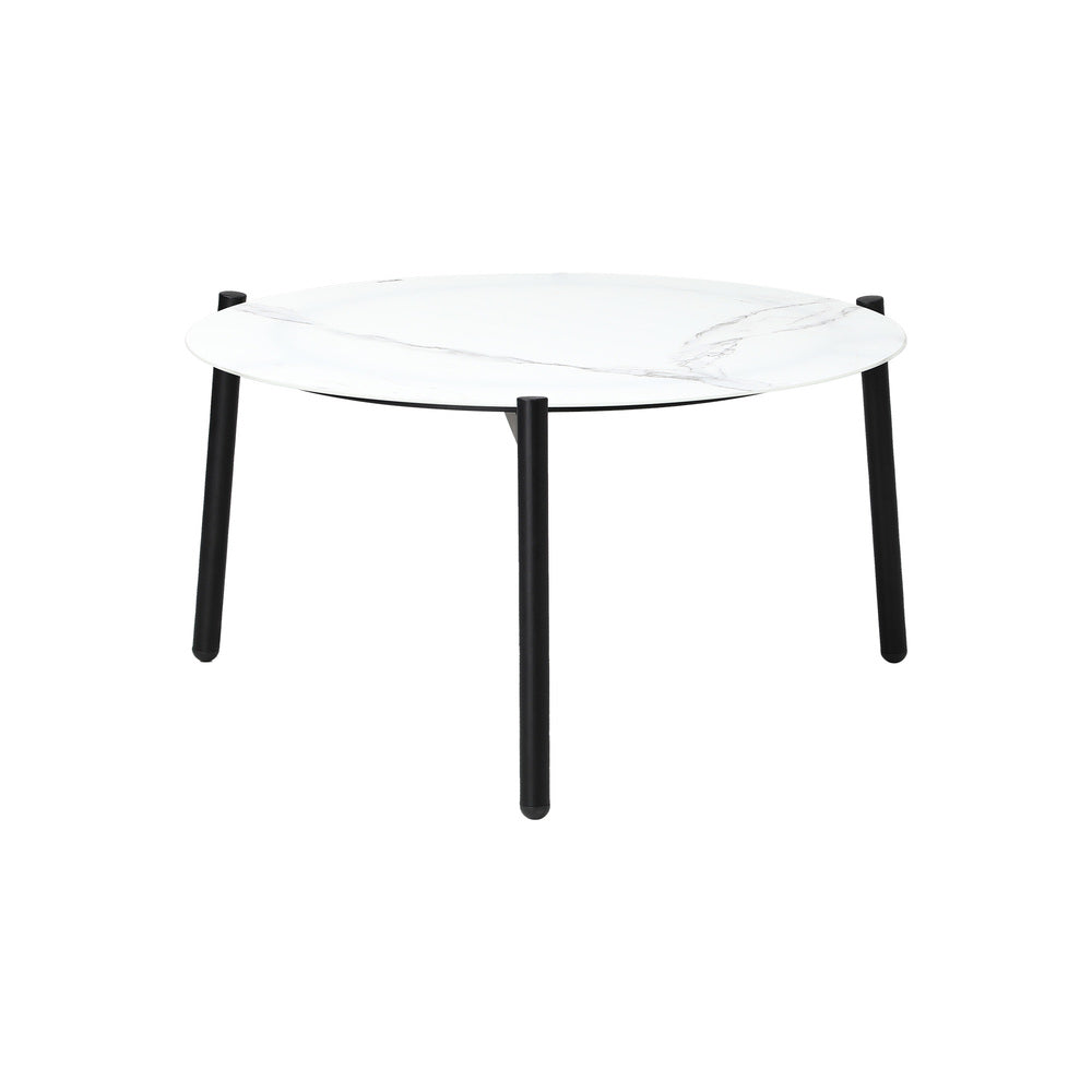 Livsip Outdoor Coffee Side Marble Table 50cm Round White