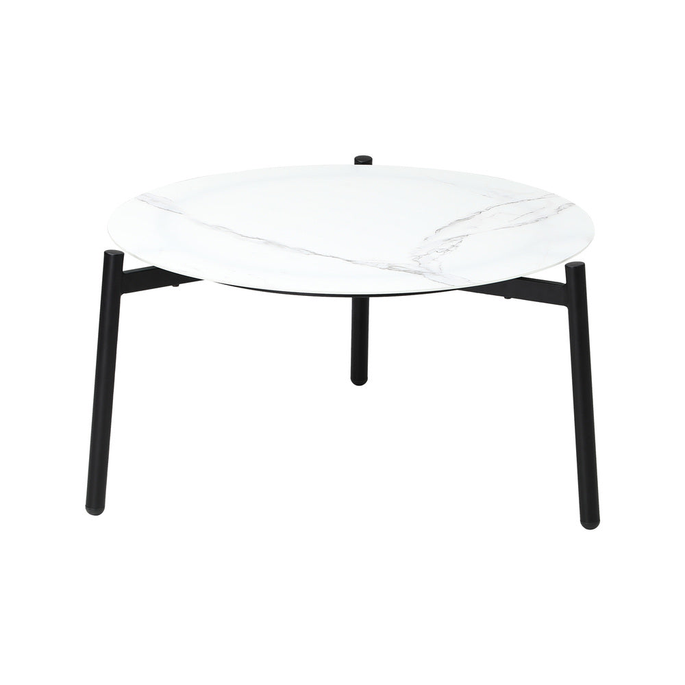 Livsip Outdoor Coffee Side Marble Table 50cm Round White