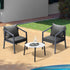 Livsip 3PCS Outdoor Patio Set White 50cm Coffee Table Grey Chairs
