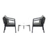 Livsip 3PCS Outdoor Patio Set White 50cm Coffee Table Grey Chairs
