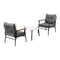 Livsip 3pcs Outdoor Patio Set 50cm Table Grey and Black Armchairs
