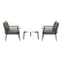 Livsip 3pcs Outdoor Patio Set 50cm Table Grey and Black Armchairs