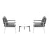 Livsip 3pcs Outdoor Patio Set 50cm Table Grey and White Armchairs