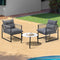 Livsip 3PCS Outdoor Patio Set 50cm White Table Cushioned Armchairs