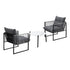 Livsip 3PCS Outdoor Patio Set 50cm White Table Cushioned Armchairs
