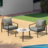 3PCS Outdoor Lounge Set Coffee Side Table with Chairs