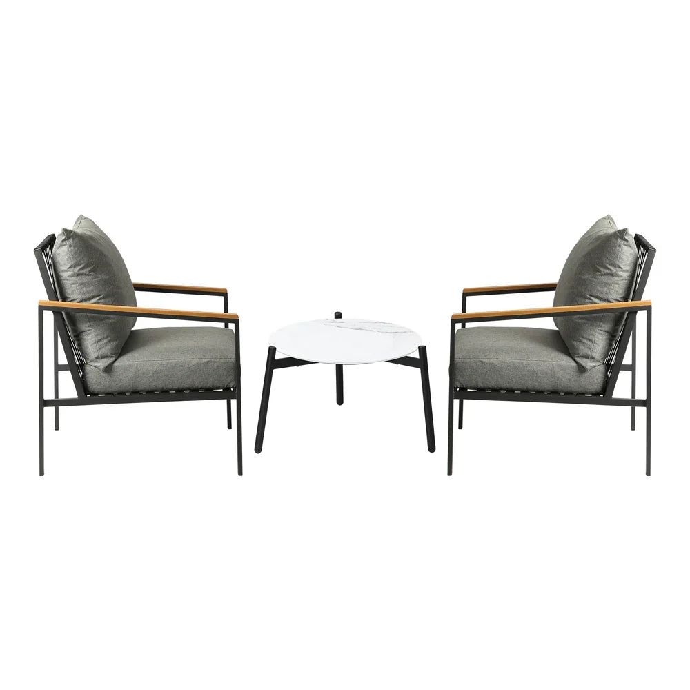 3PCS Outdoor Lounge Set Coffee Side Table with Chairs