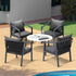 Livsip 4 Seater Outdoor Patio Set White 70cm Coffee Table Grey Chair
