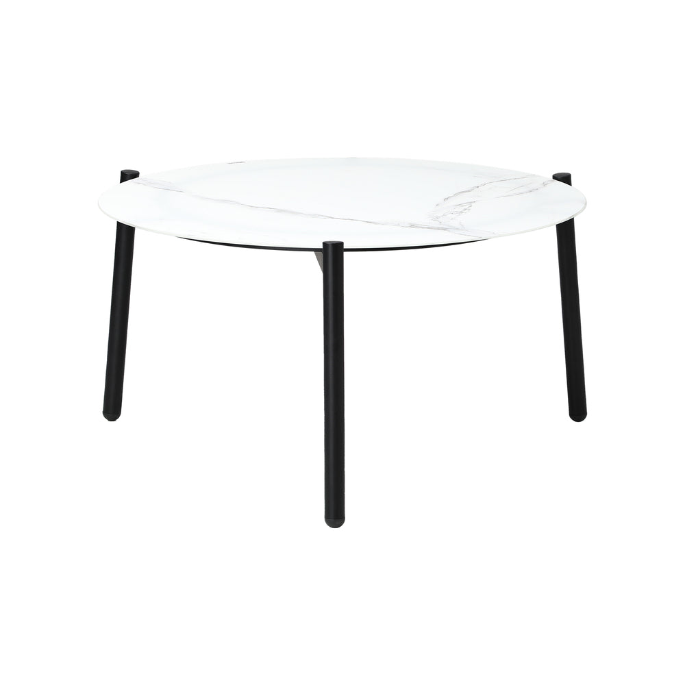 Livsip 4 Seater Outdoor Patio Set White 70cm Coffee Table Natural Chair