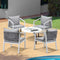 Livsip 5PCS Outdoor Patio Set 70cm Marble Glass Table 4 White Chairs