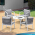 Outdoor Patio Set 4 Seater White 70cm Coffee Table