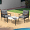 Livsip 3PCS Outdoor Patio Set 70cm Marble Glass Table 2 Armchairs
