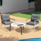 Livsip 3PCS Outdoor Patio Set 70cm Marble Glass Table White Chairs