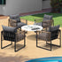 5PCS Outdoor Patio Set White 70cm Coffee Table Rattan Chairs
