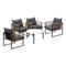 5PCS Outdoor Patio Set White 70cm Coffee Table Rattan Chairs