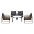 5PCS Outdoor Patio Set White 70cm Coffee Table Rattan Chairs