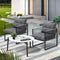 Livsip 3PCS Outdoor Patio Set White 70cm Table Cushioned Armchairs