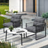 Livsip 3PCS Outdoor Patio Set White 70cm Table Cushioned Armchairs