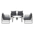 Livsip 5PCS Outdoor Patio Set White 70cm Table Cushioned Armchairs