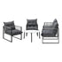 Livsip 5PCS Outdoor Patio Set White 70cm Table Cushioned Armchairs
