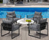 Livsip 5PCS Outdoor Patio Set White 70cm Table Cushioned Armchairs