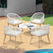 5PCS Outdoor Patio Set 70cm Marble Glass Table 4 Chairs