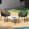 Livsip 3PCS Outdoor Lounge Set 70cm Marble Glass Table Grey Chairs