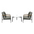 3PCS Outdoor Lounge Set White 70cm Coffee Table Chairs