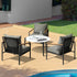 4PCS Outdoor Lounge Set White 70cm Coffee Table with Chairs