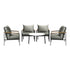 5PCS Outdoor Lounge Set White 70cm Coffee Table with 4 Chairs