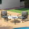 3‑Piece Outdoor Patio Set – White Chairs & Marble‑Look Glass Table (70cm)