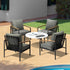 5PC Outdoor Patio Set White 70cm Coffee Table Sofa Chairs