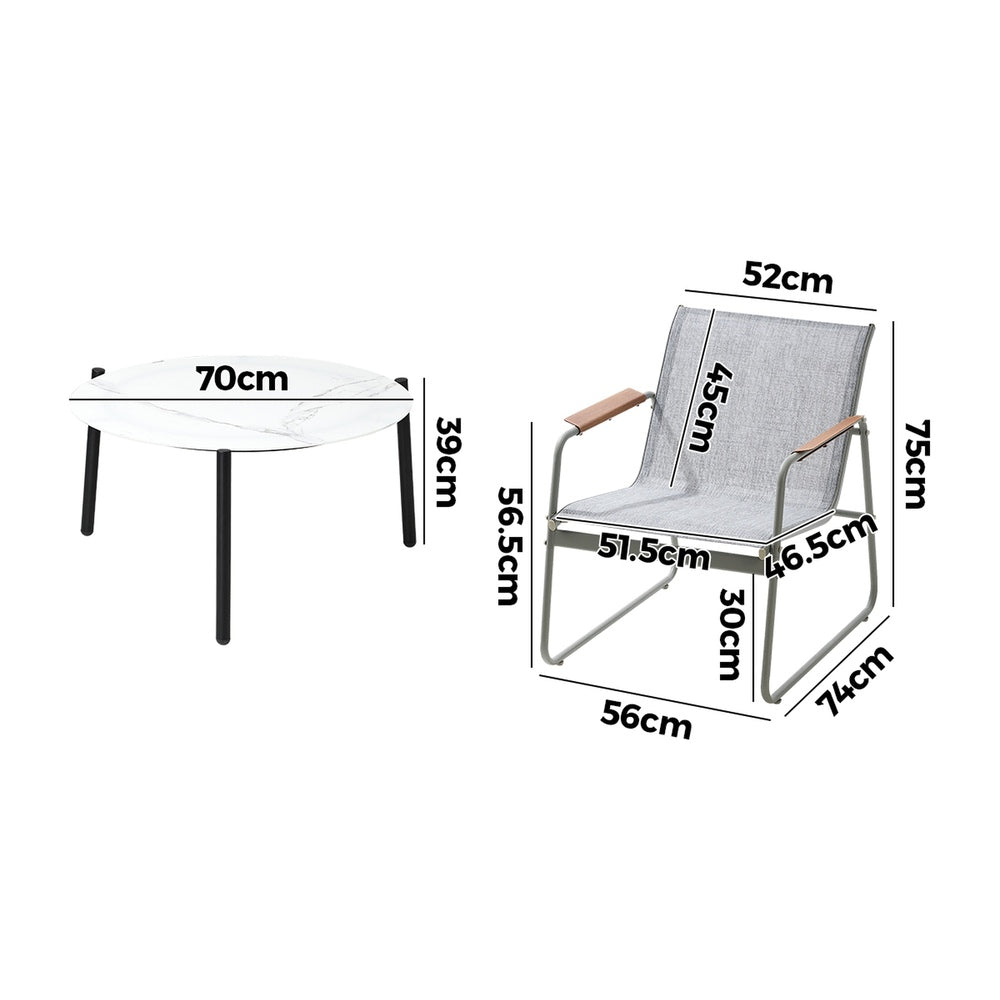Livsip Outdoor Patio Set 4x Chairs and 70cm Coffee Table