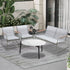 Livsip Outdoor Lounge Set 4 Seater Patio Chairs 70cm White Table
