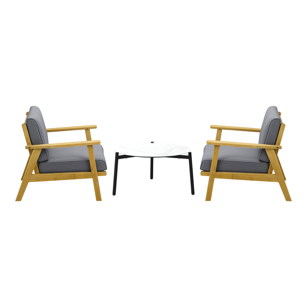 Livsip 2 Seater Outdoor Lounge Set 70cm White Coffee Side Table