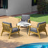 4PCS Outdoor Lounge Set White Coffee Side Table with Chairs