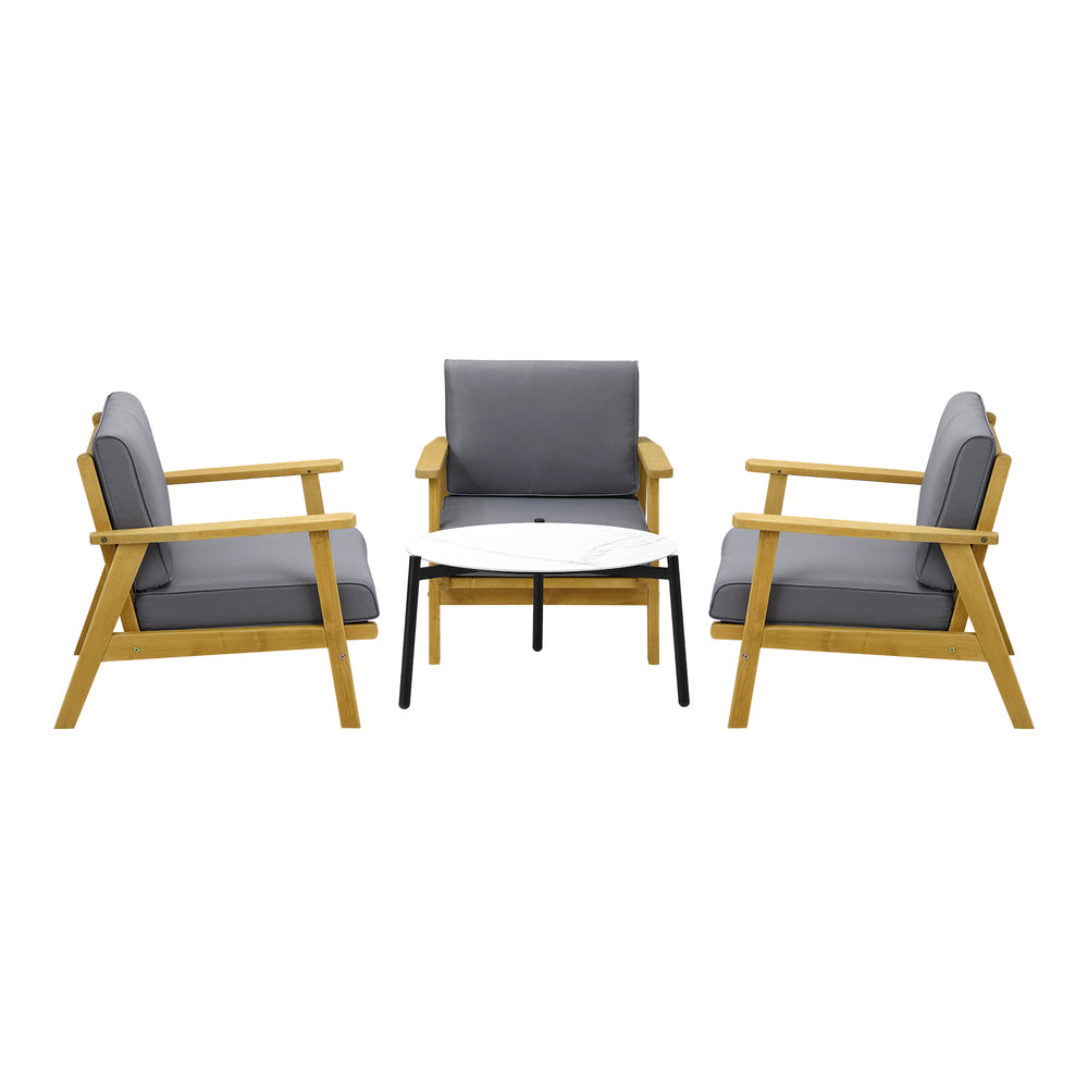 4PCS Outdoor Lounge Set White Coffee Side Table with Chairs