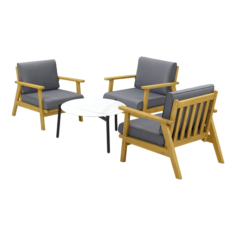 4PCS Outdoor Lounge Set White Coffee Side Table with Chairs