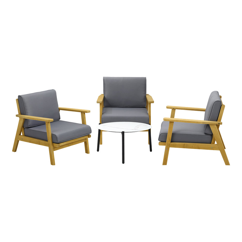 4PCS Outdoor Lounge Set White Coffee Side Table with Chairs