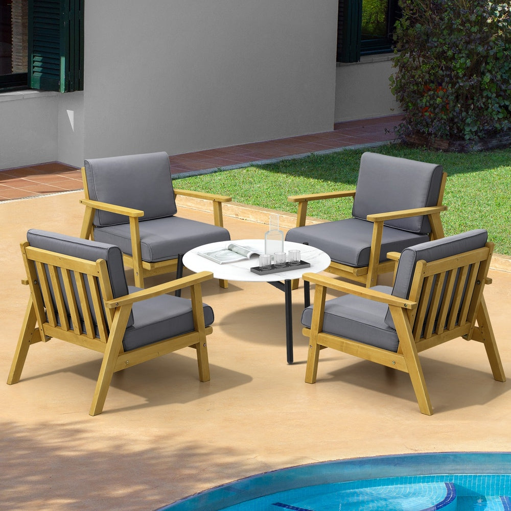 4 Seater Outdoor Lounge Set 70cm White Coffee Side Table