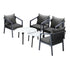 Livsip 6PCS Outdoor Patio Set White 70cm Coffee Table Set Grey Chairs