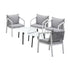 6PCS Outdoor Patio Set White 70cm Coffee Table Set White Chairs