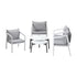 6PCS Outdoor Patio Set White 70cm Coffee Table Set White Chairs