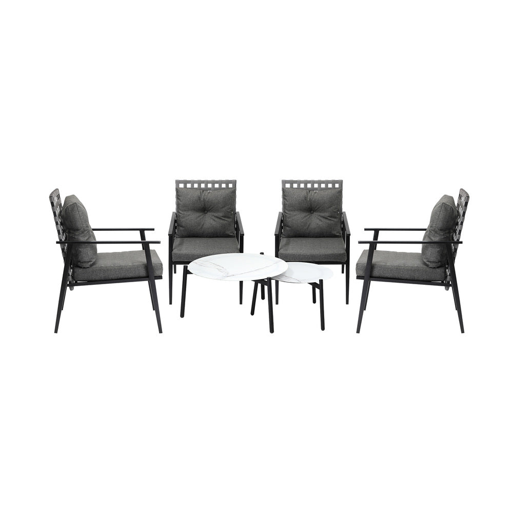 Livsip Outdoor Patio Set 2pc White Marble Table Sets 4pc Rattan Chairs