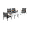 Livsip 6 Piece Outdoor Patio Set White Table Set Black Armchairs