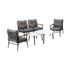 Livsip 6 Piece Outdoor Patio Set White Table Set Black Armchairs