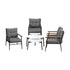 Livsip 6 Piece Outdoor Patio Set White Table Set Black Armchairs