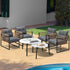 6PCS Outdoor Patio Set White Coffee Table Set Rattan Chairs